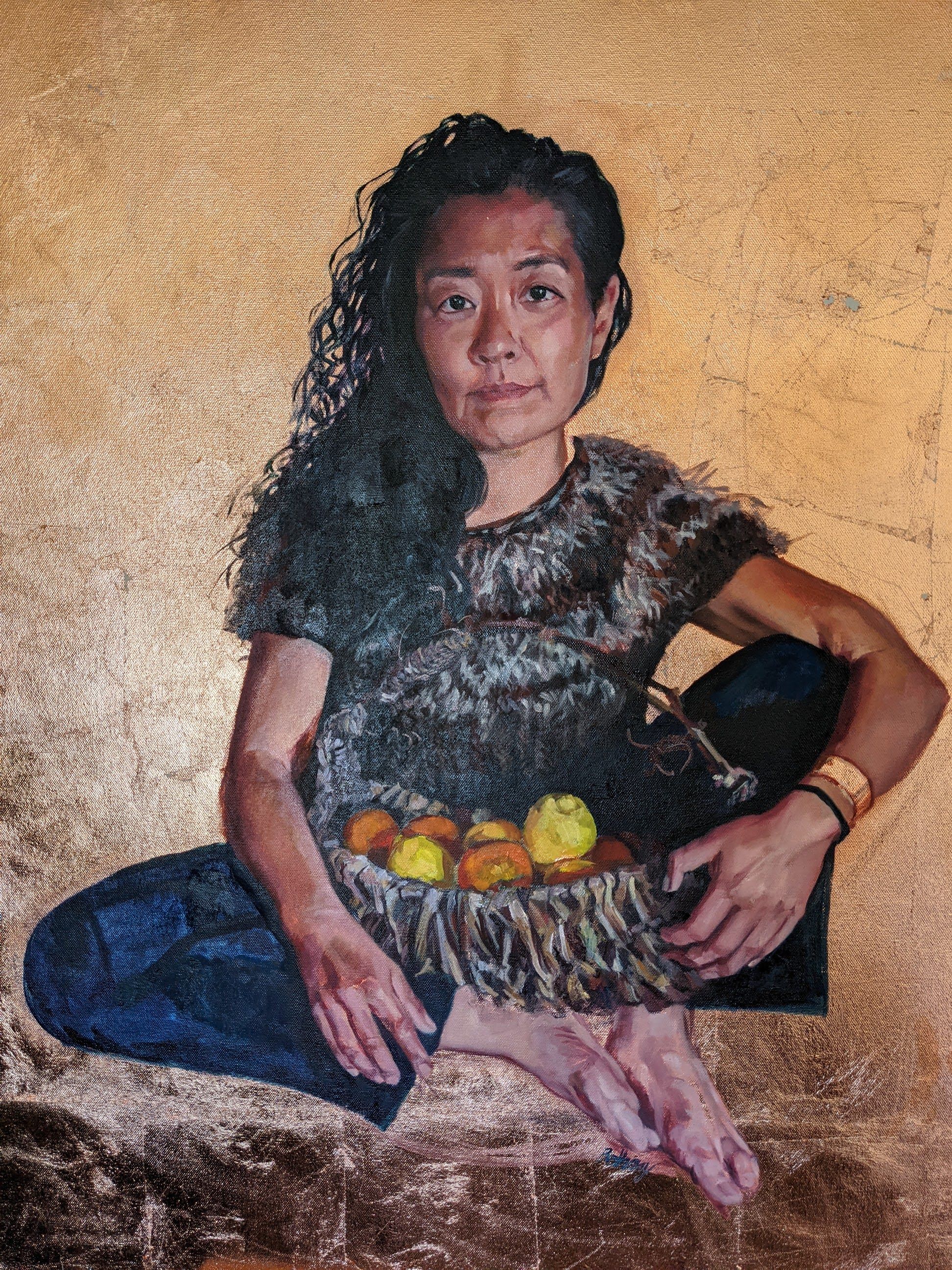 Oil on bronze leaf by Bethany Thurtell